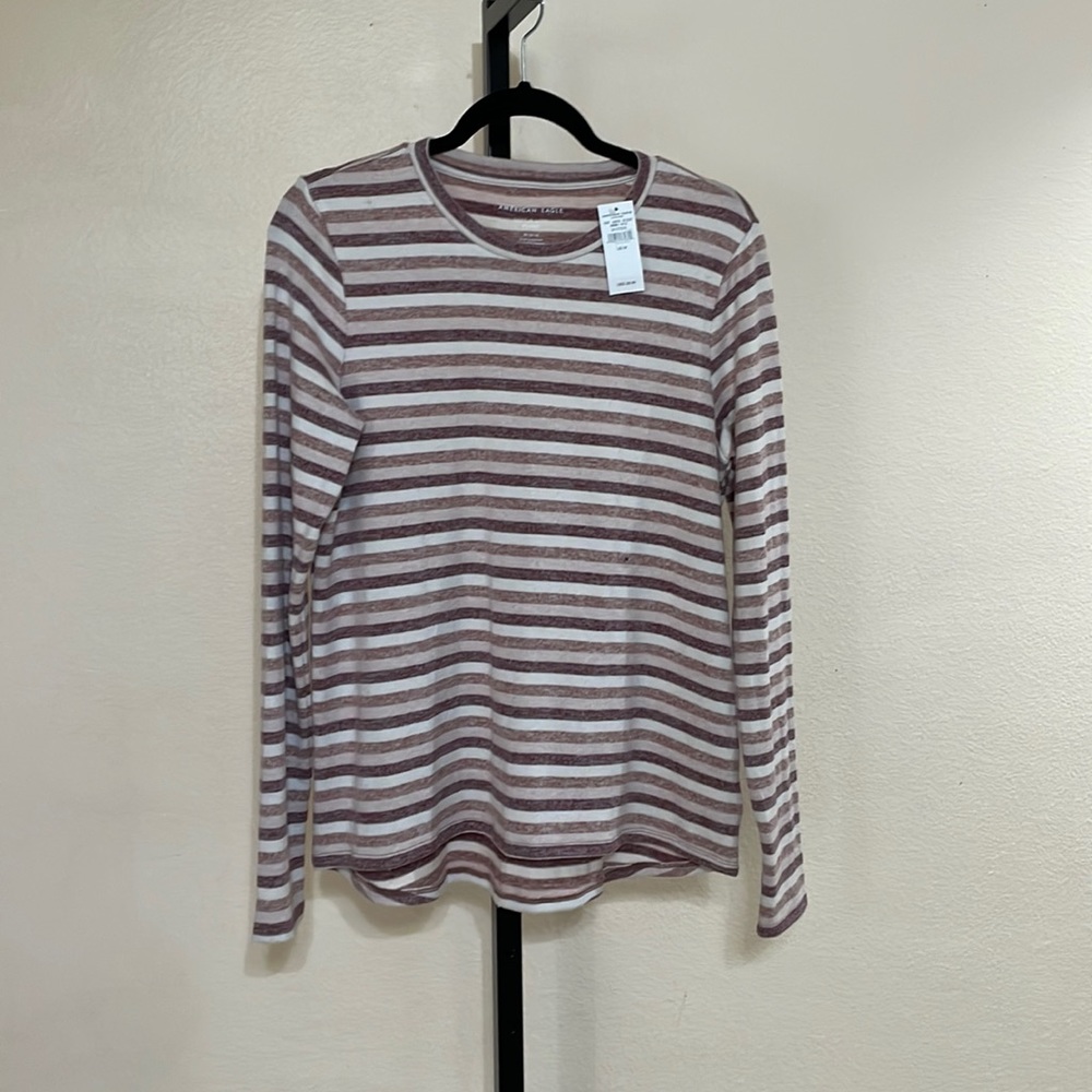 American Eagle Soft & Sexy Plush Long Sleeve Strip Top M